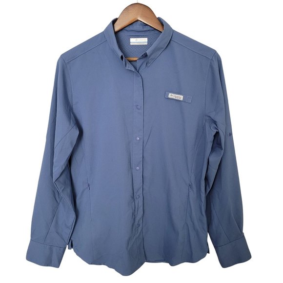 Columbia Other - Columbia Mens PFG Button Down Shirt Size L Blue Omni-Shade Outdoor Fishing Hikin